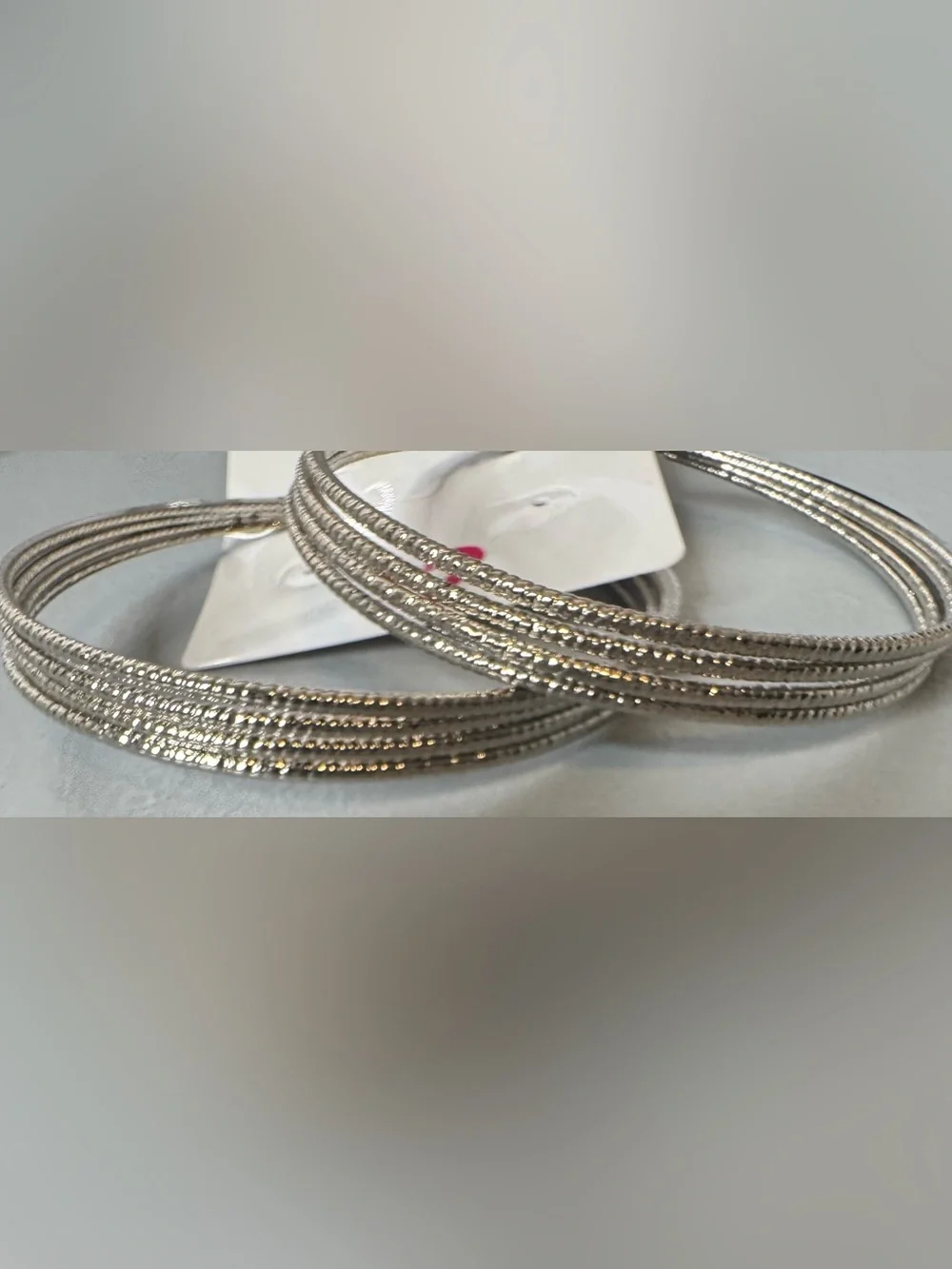 Silver Textured Hoop Earrings - Women Jewelry